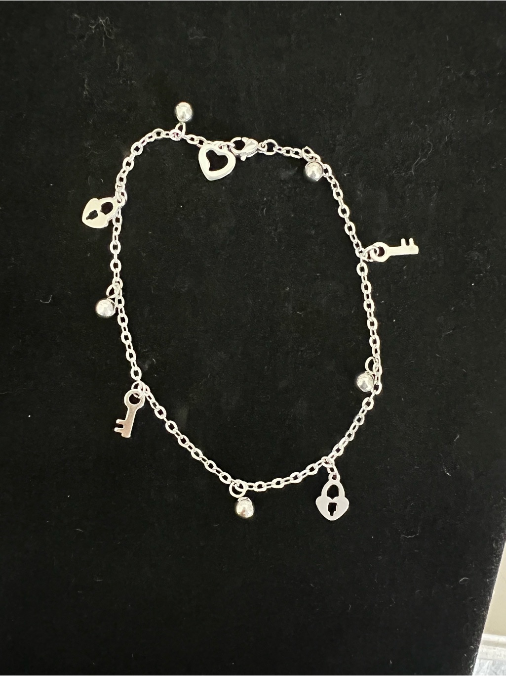 Silver Lock  Key Charm Anklet